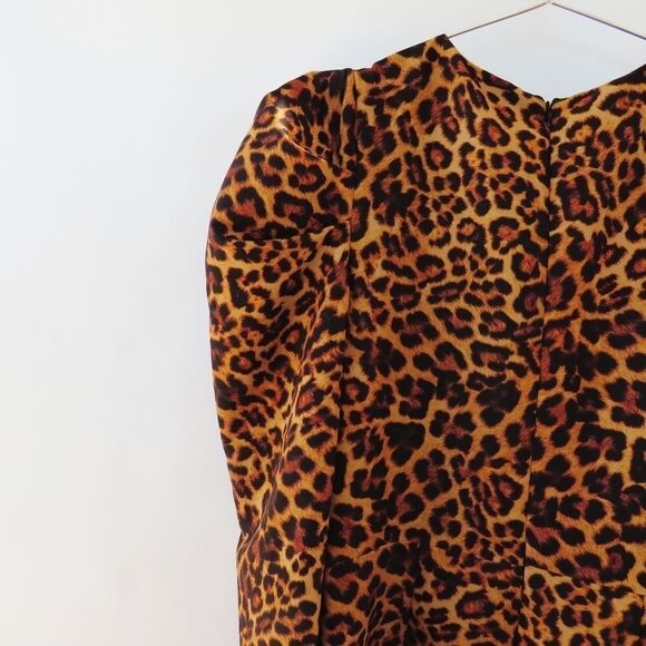Lovers + Friends Dress Womens Small New Leopard Animal Print Puff Sleeve Mini - Picture 12 of 16